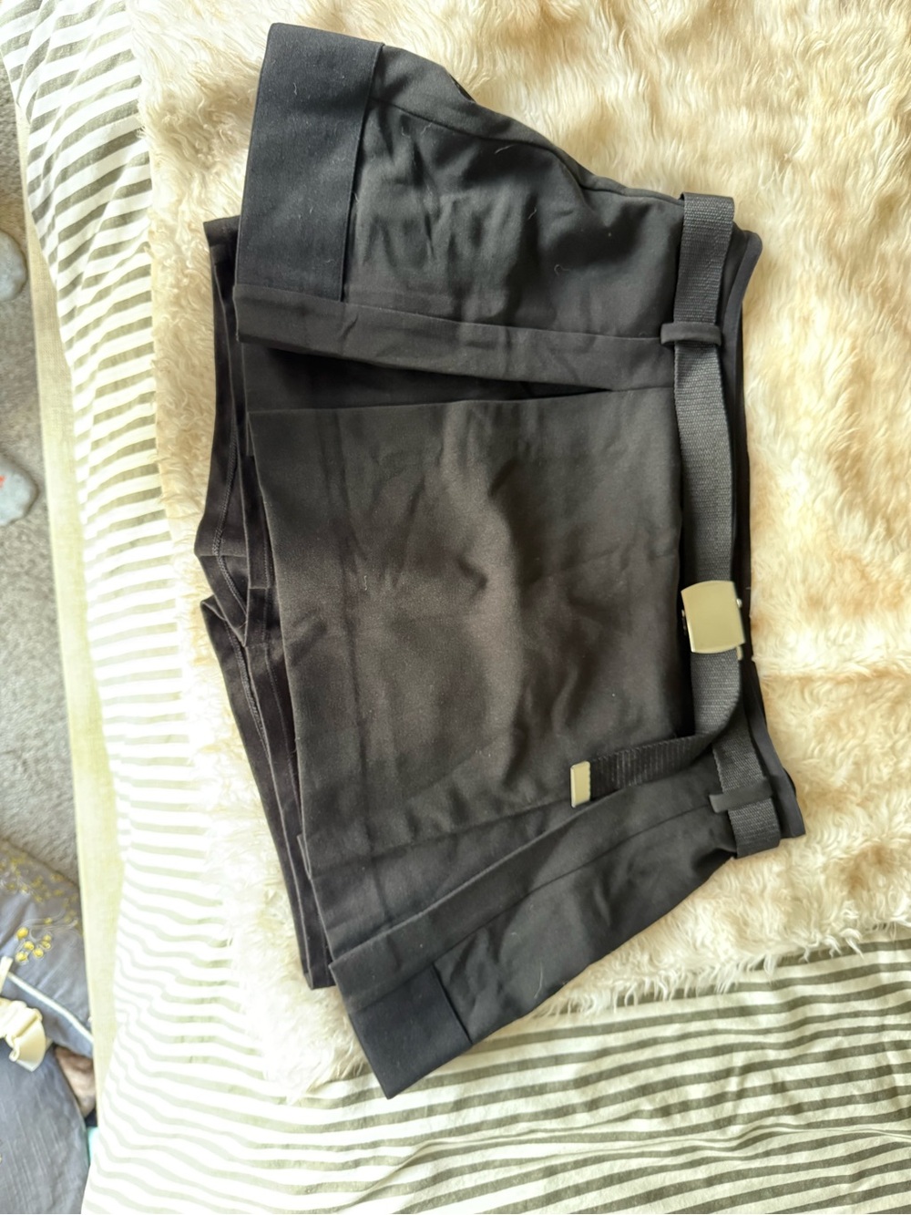 Anthropologie Maeve Black Pleated Skort with Belt